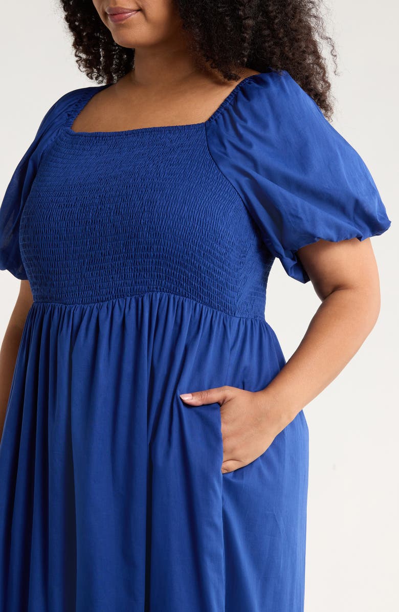 SUGARLIPS Bluebell Smocked Cotton Maxi Dress, Alternate, color, Navy