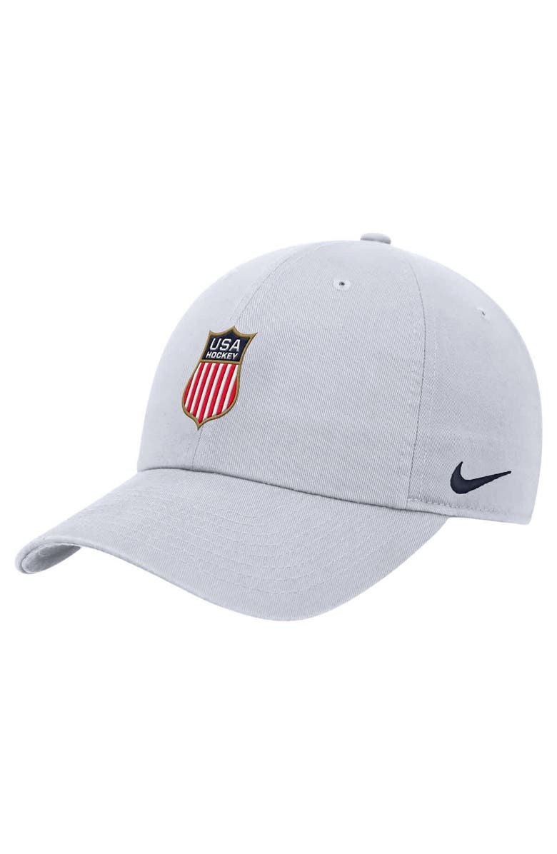 Nike Men
s Nike White US Hockey Club Dri-Fit Adjustable Hat, Main, color, White