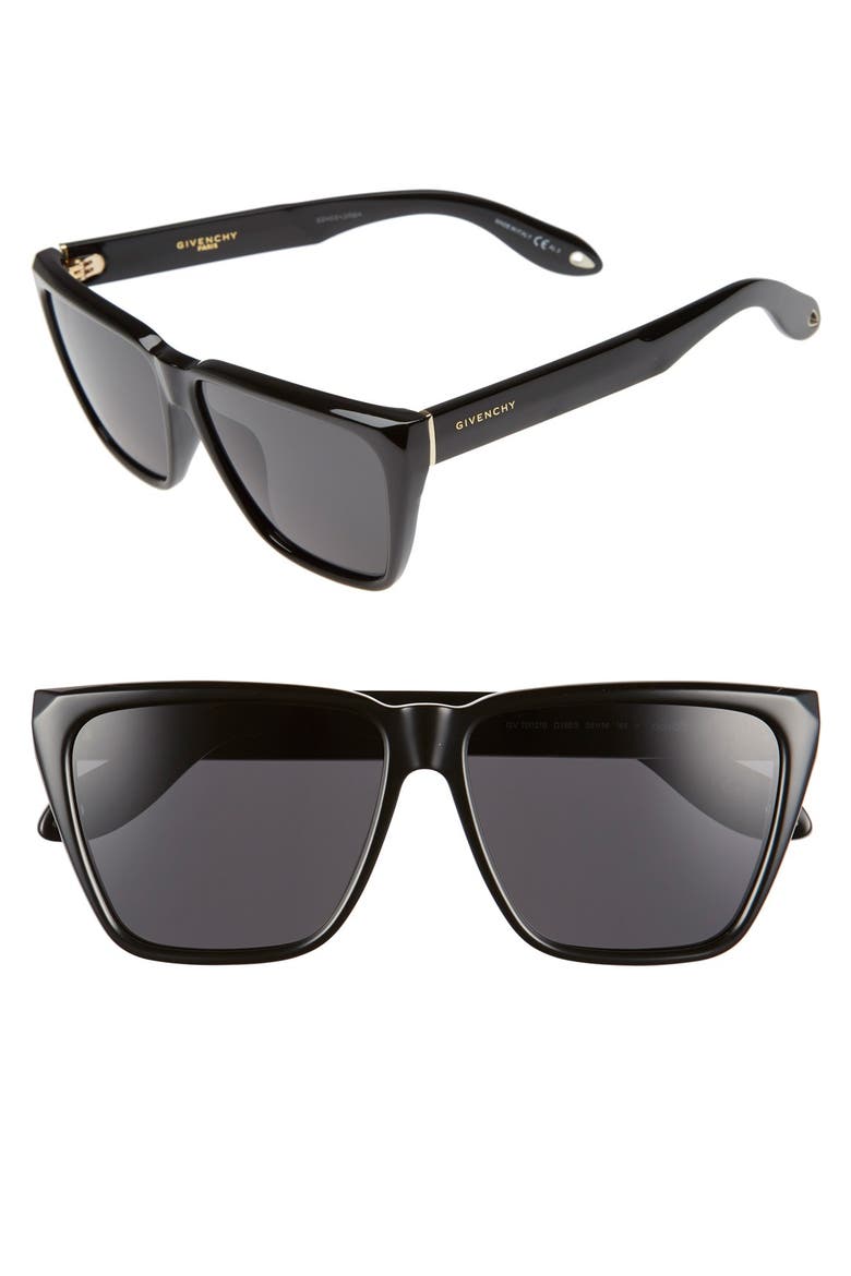 7002/S 58mm Sunglasses, Main, color, SHINY BLACK