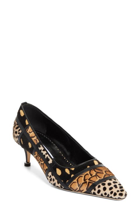 Maren Genuine Calf Hair Kitten Heel Pump (Women)