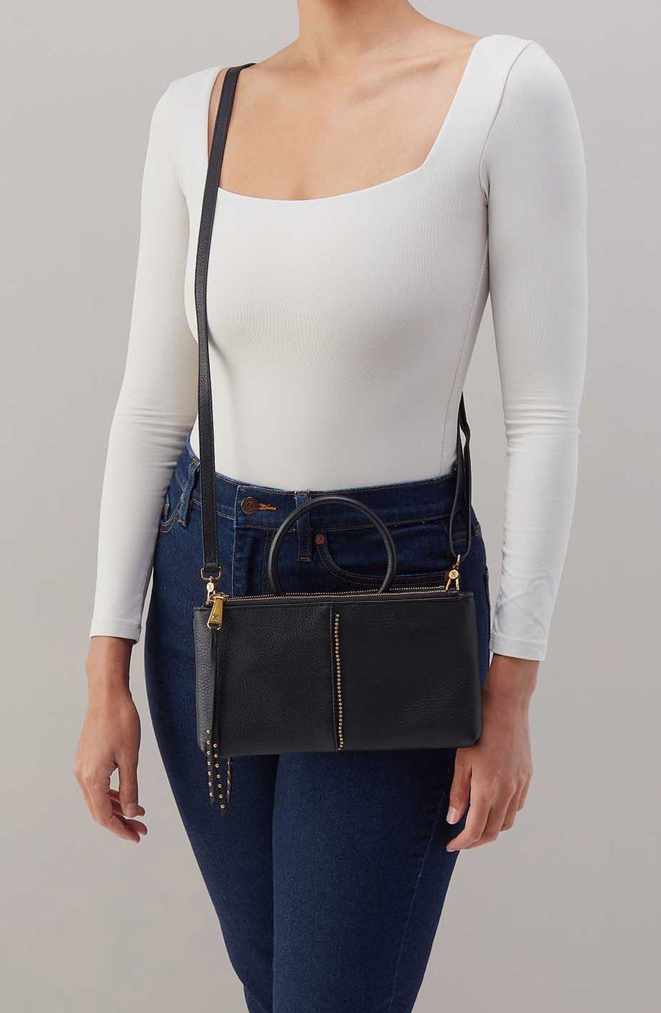 HOBO Sable Stud Crossbody Bag, Alternate, color, Black