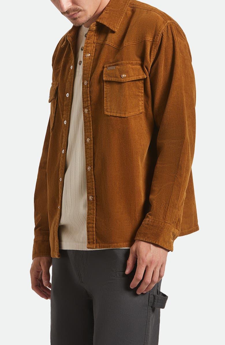 Brixton New West Relaxed Corduroy Snap-Up Overshirt, Main, color,