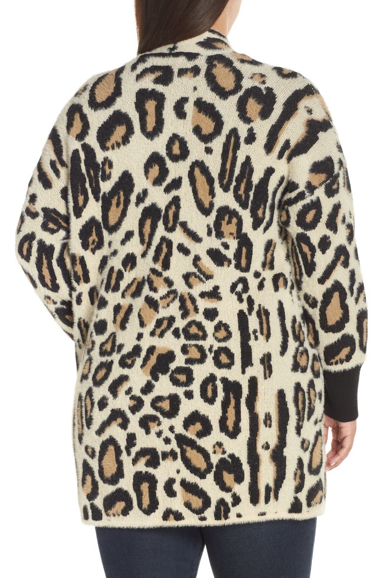 Cheetah Print Long Cardigan, Alternate, color, WOOD ASH