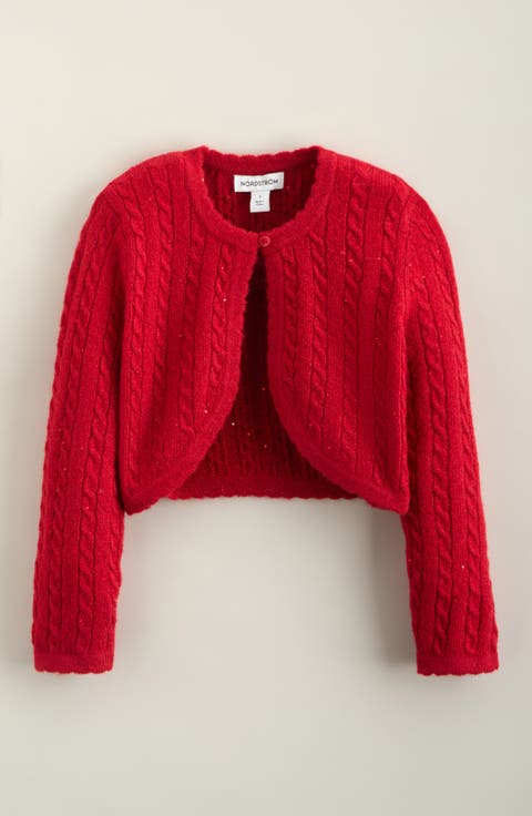 Kids' Sequin Cable Knit Cardigan