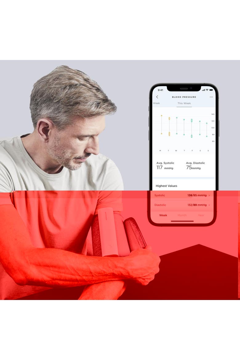 BPM Connect - Tensiometer, clinically validated, blood pressure, arm measure, Wi-Fi & Bluetooth sync, Alternate, color, Grey