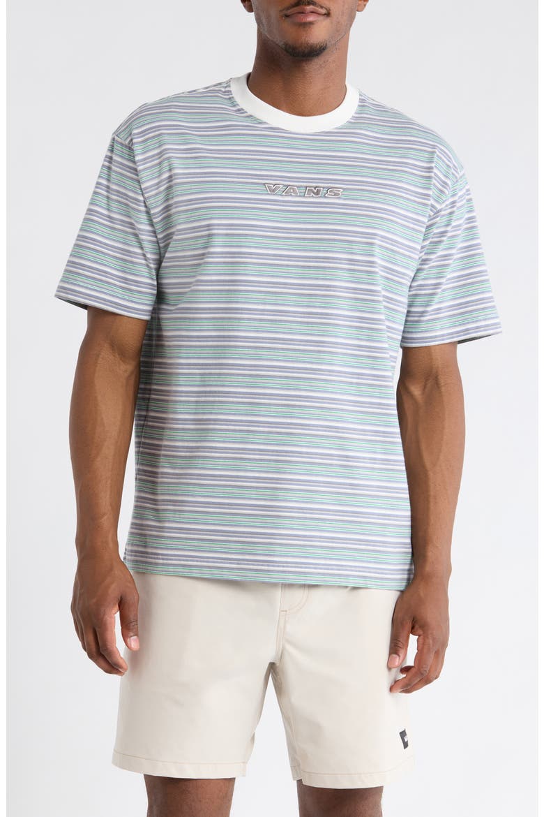 Cameron Stripe Cotton T-Shirt, Main, color, MARSHMALLOW-GLACIAL SLATE