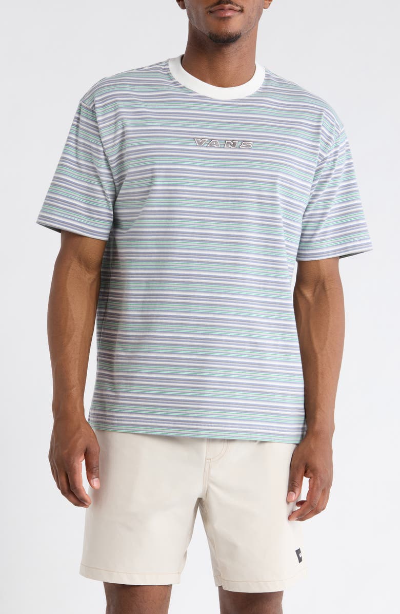 Vans Cameron Stripe Cotton T-Shirt, Main, color, Marshmallow-Glacial Slate