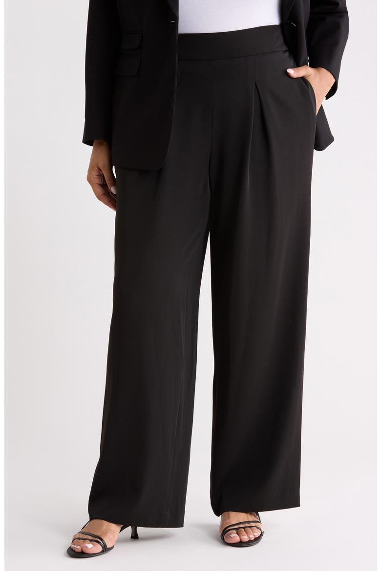Pleated Pull-On Wide Leg Pants, Main, color, ANNE BLACK