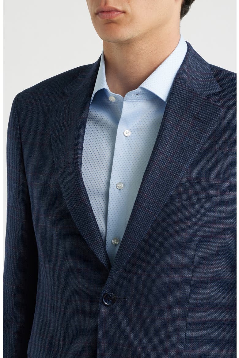 Flynn Classic Fit Blue Plaid Wool Sport Coat, Alternate, color, BLUE