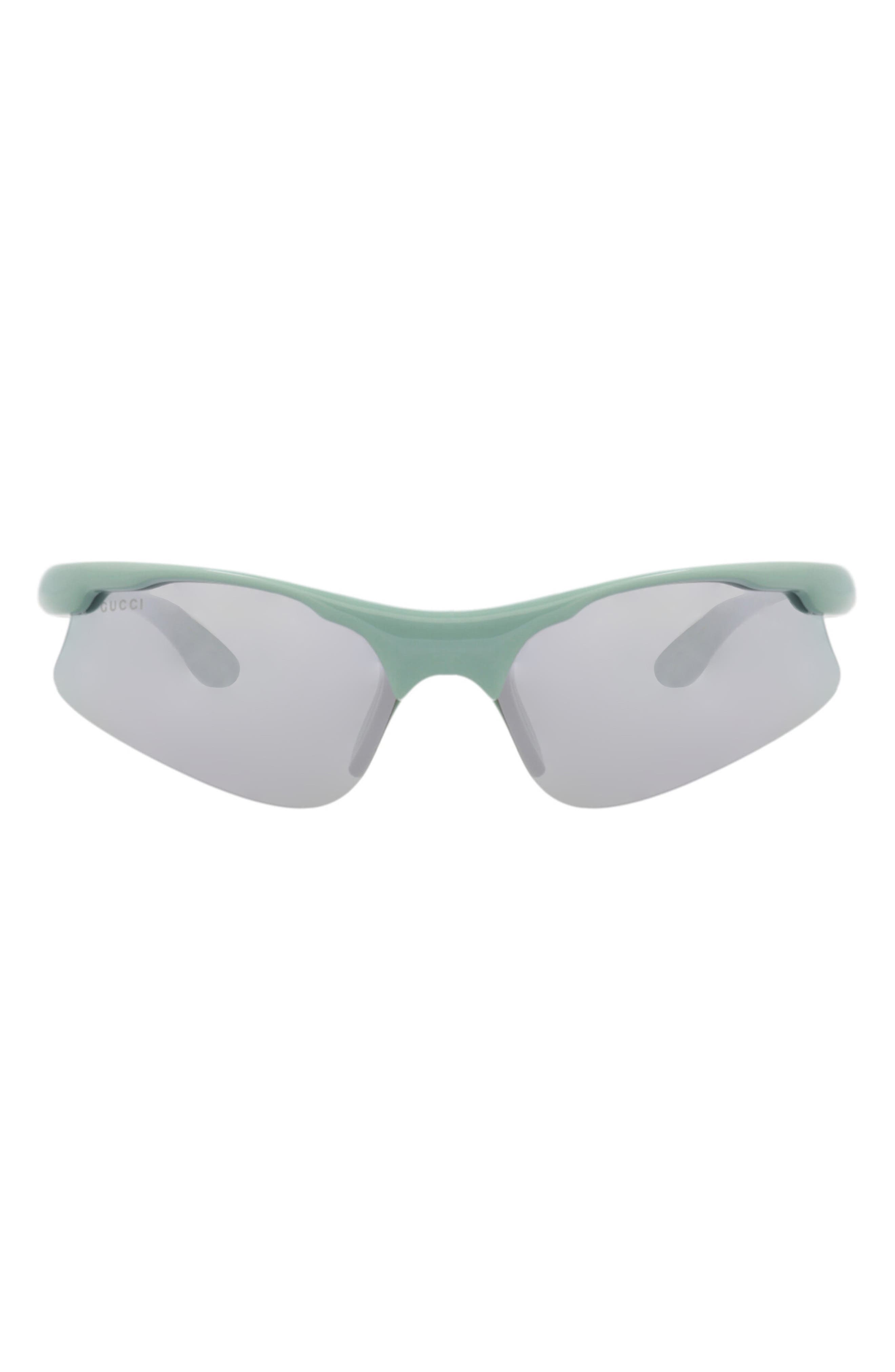 Gucci 70mm Wrap Sunglasses In Green Green Silver