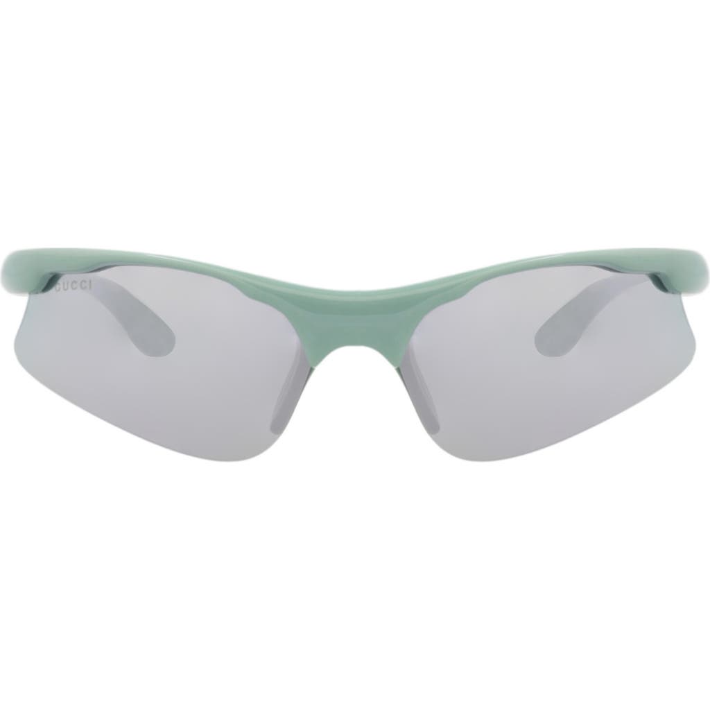 Gucci 70mm Wrap Sunglasses In Green Green Silver