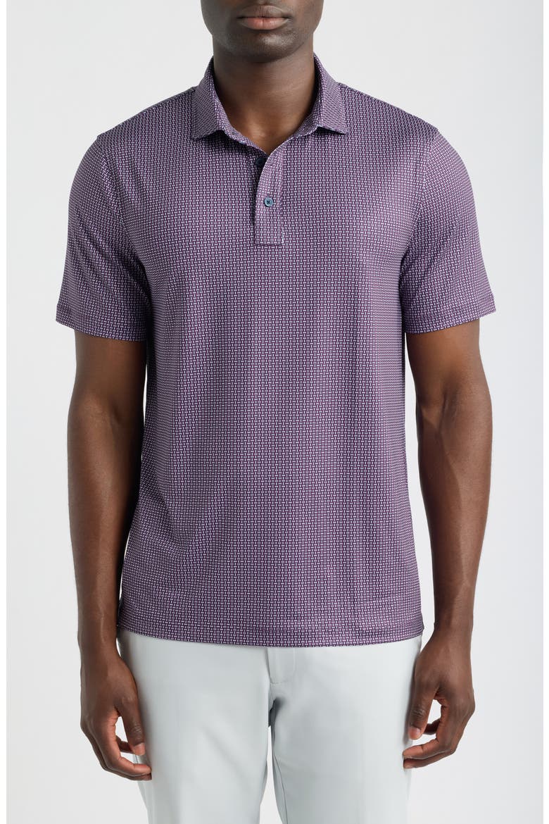 Mod Geo Tech Jersey Performance Polo, Main, color, TWILIGHT / DARK PLUM