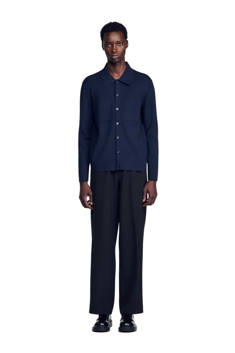 Knitted shirt jacket, Alternate, color, Navy blue