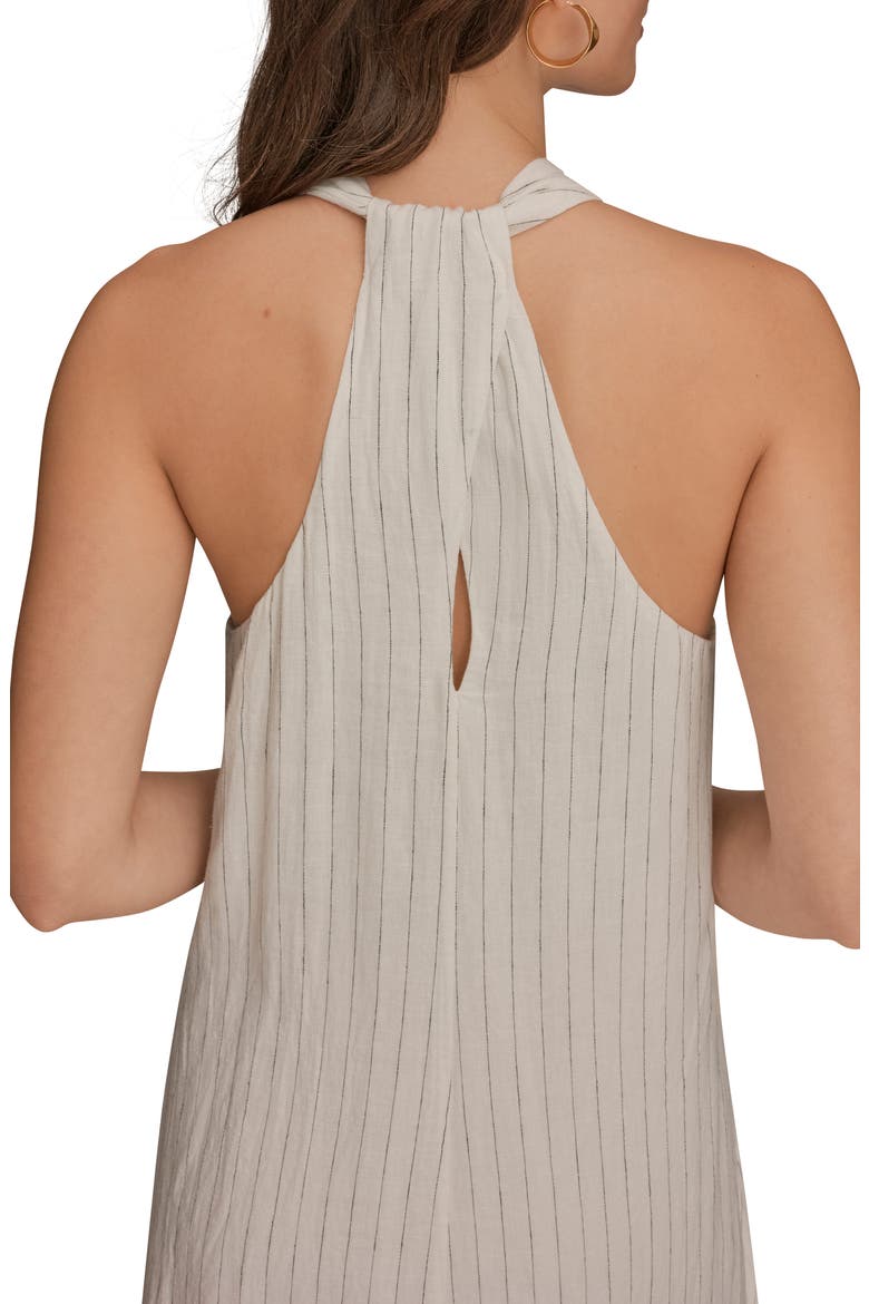 Sleeveless Linen Blend Midi Dress, Alternate, color, CREAM/ BLACK