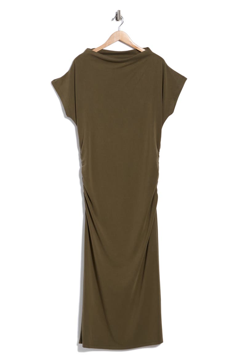 Off the Shoulder Ruched Dress, Alternate, color, OLIVE