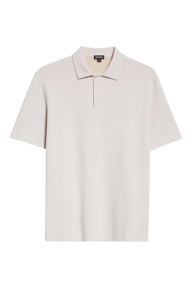 Honeycomb Short Sleeve Cotton Polo, Alternate, color, OATMEAL