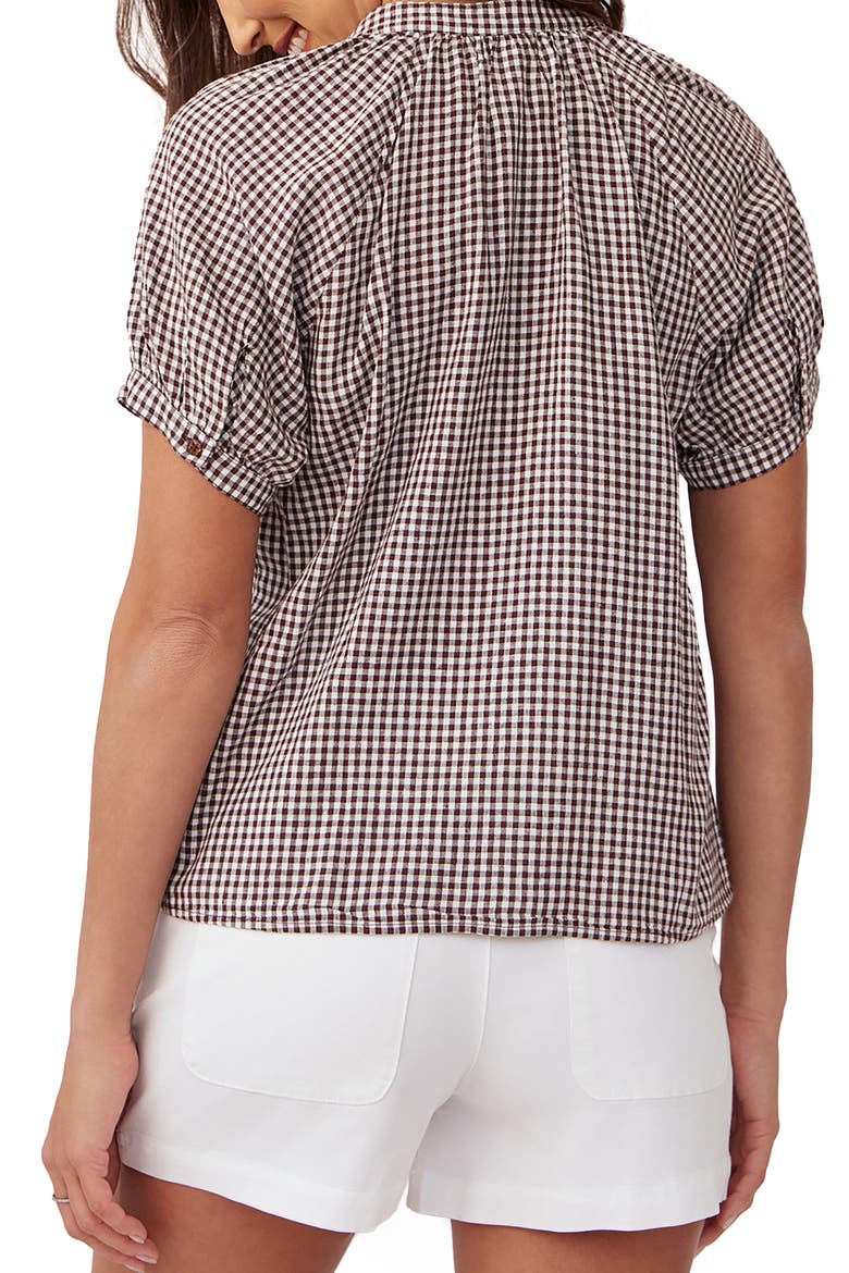 Gingham Short Sleeve Button-Up Shirt, Alternate, color, BROWN MICRO GINGHAM