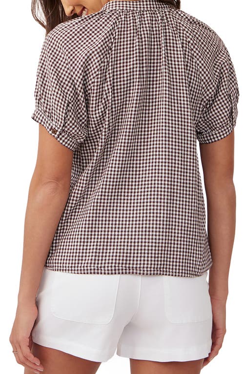 Bella Dahl Short Sleeve Raglan Shirt In Brown Micro Gingham