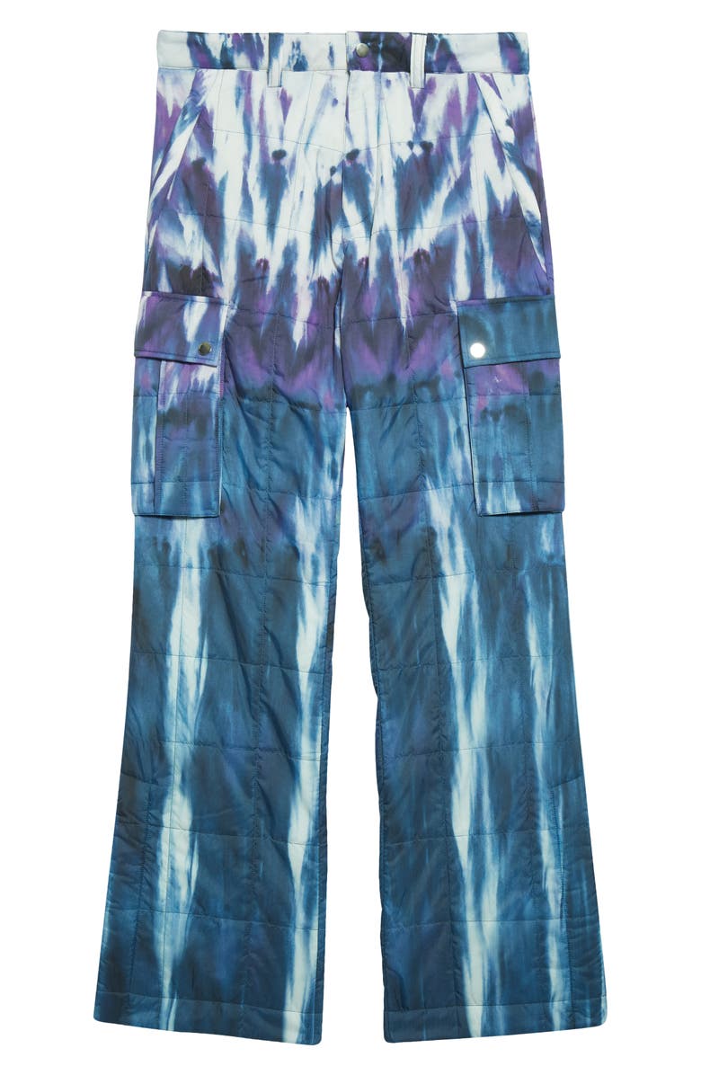 AMIRI Tie Dye Quilted Nylon Flare Leg Cargo Pants, Alternate, color, 