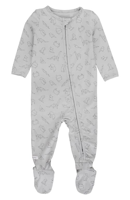 RuggedButts Origami Print Zip Footie in Gray 