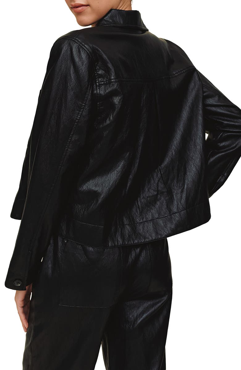 Bella Dahl Crop Faux Leather Jacket, Alternate, color, Black