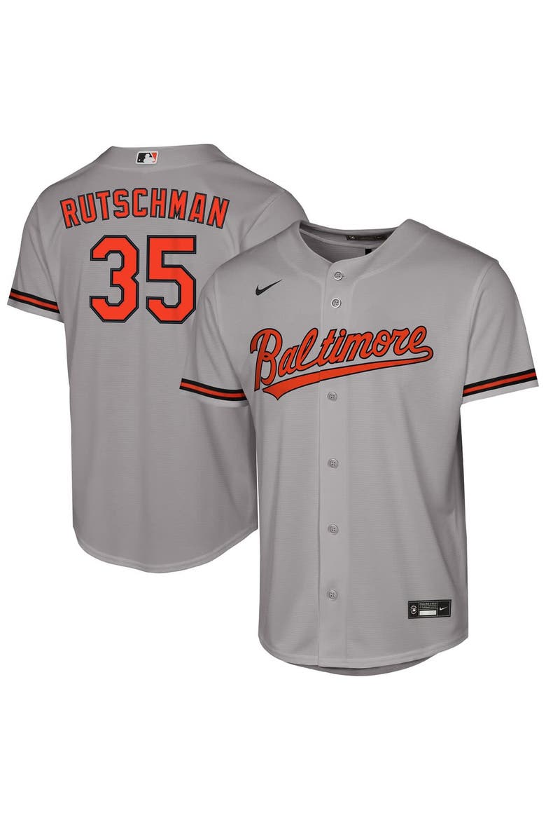 Youth Nike Adley Rutschman Gray Baltimore Orioles Road Replica Jersey, Main, color, Gray
