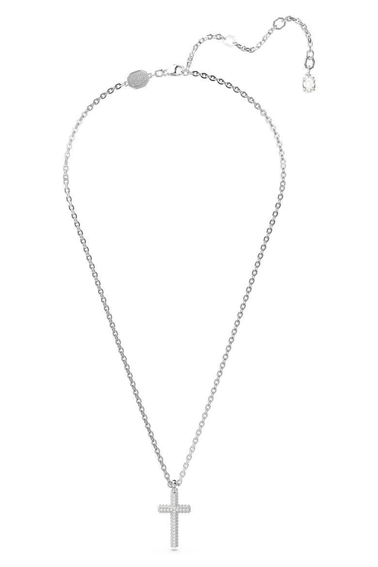 Insigne Pavé Zirconia Cross Pendant Necklace, Alternate, color, SILVER