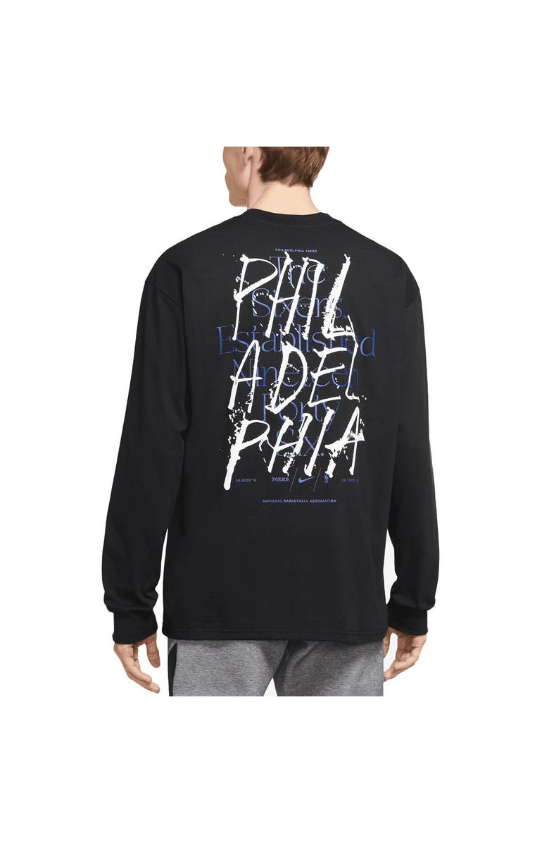 Nike Men's Nike Black Philadelphia 76ers Courtside Established City Max90 Long Sleeve T-Shirt, Alternate, color, Black
