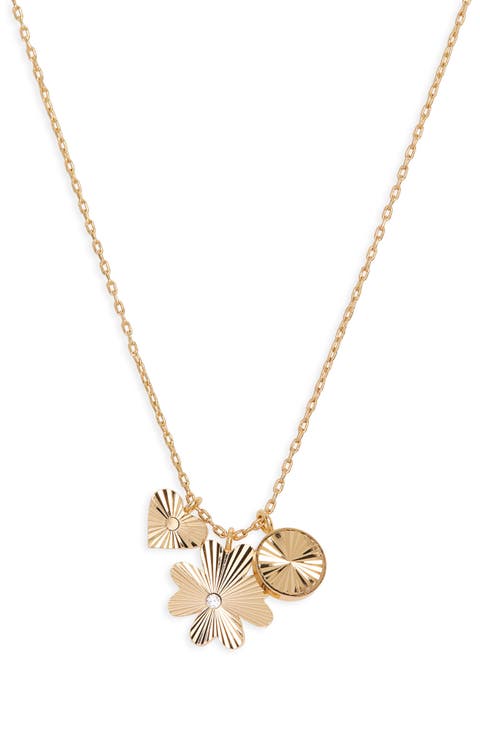 Engine Turned Cluster Charm Necklace