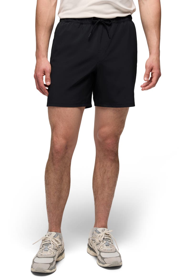 Discovery Trail Drawstring Shorts, Main, color, BLACK