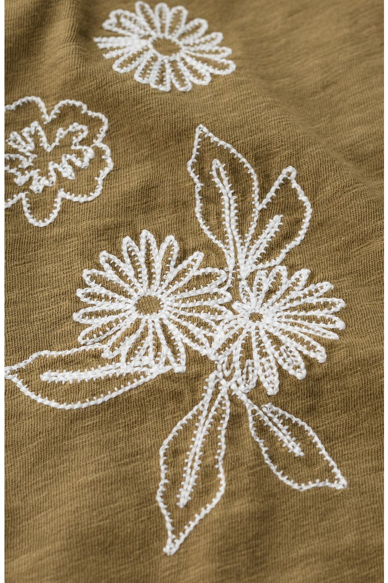 Stem Vase Embroidered Organic Cotton T-Shirt, Alternate, color, FERN MOSS