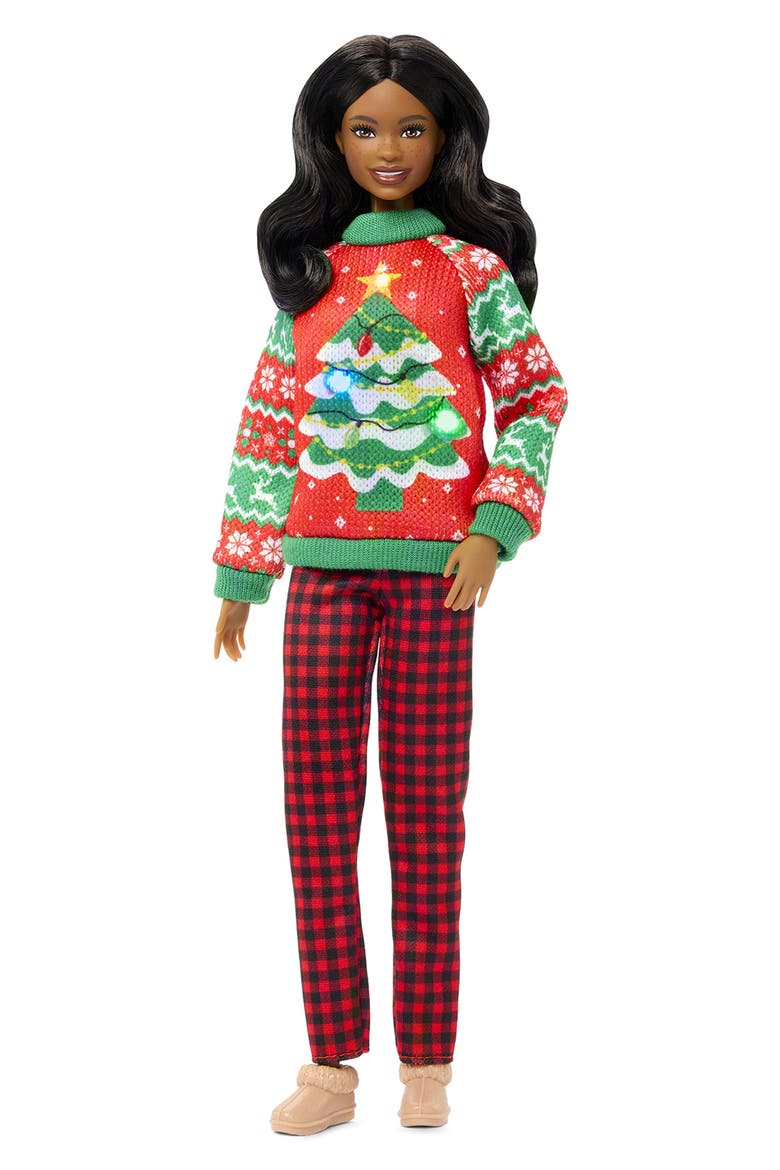 Kids' Holiday Sweater Doll, Alternate, color, BRUNETTE