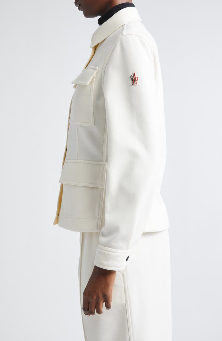 Moncler Grenoble Jersey Interlock Shirt Jacket, Alternate, color, White