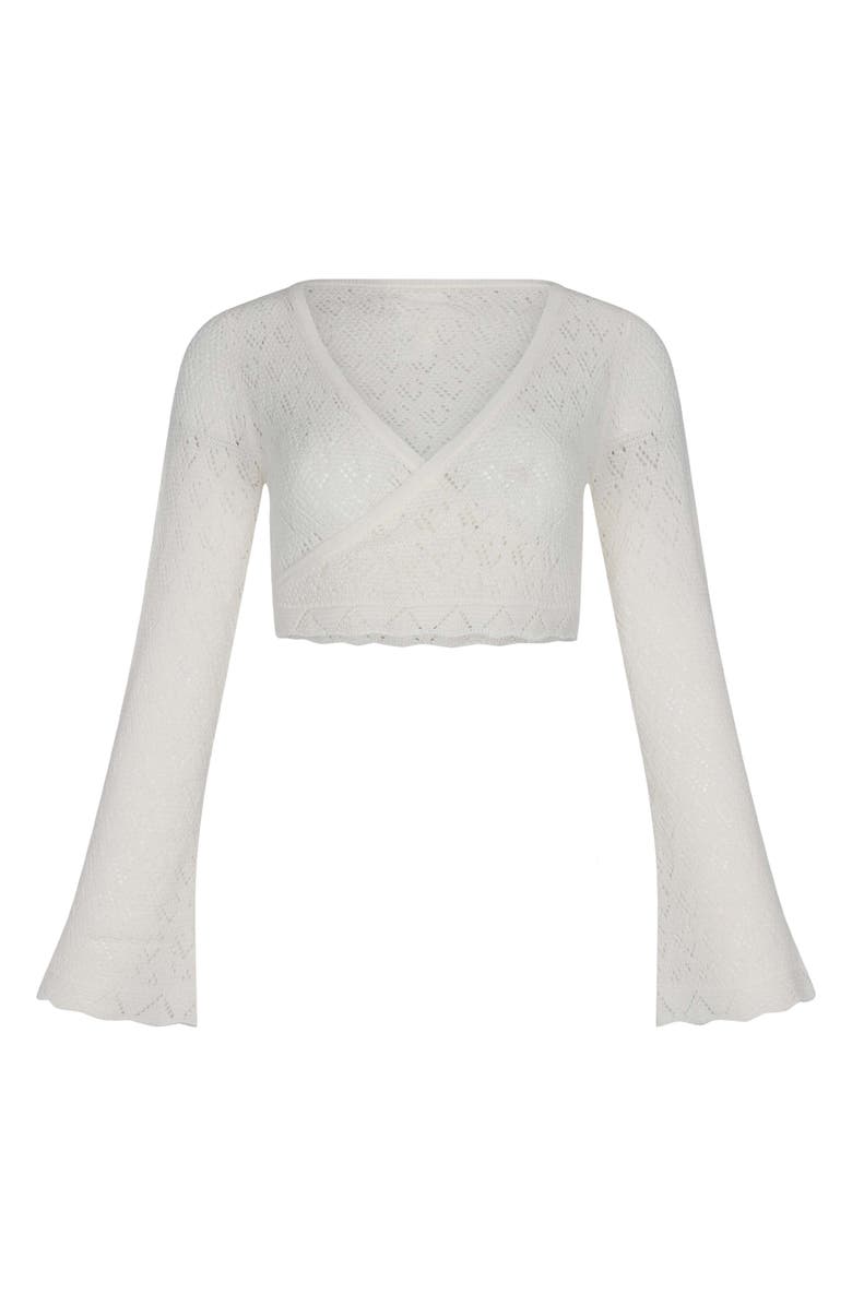 Capittana Kaia Openwork Crochet Crop Cover-Up Sweater, Alternate, color, Ivory