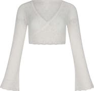 Capittana Kaia Openwork Crochet Crop Cover-Up Sweater