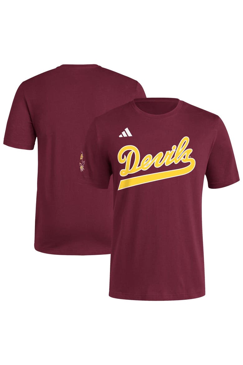 Men's adidas  Maroon Arizona State Sun Devils Fresh Wordmark T-Shirt, Main, color, Maroon