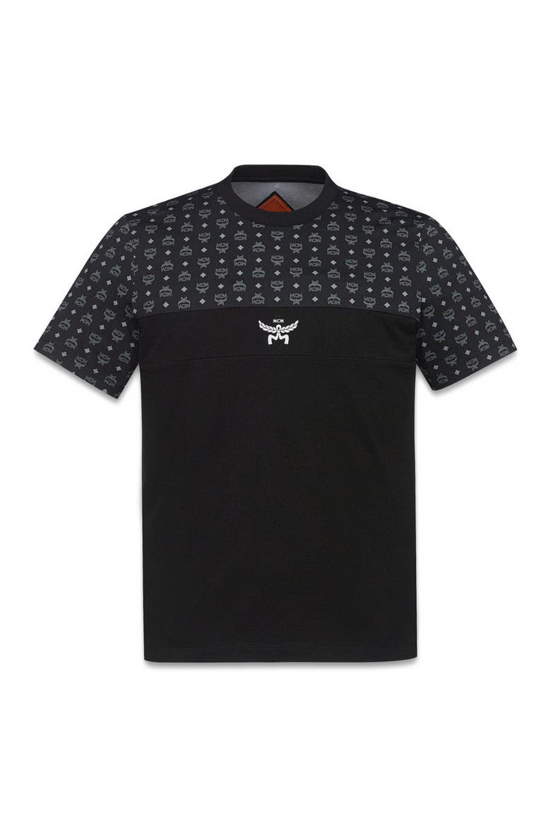 Monogram Print T-Shirt in Organic Cotton, Alternate, color, Black