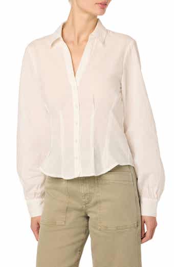Pleated Long Sleeve Button-Up Shirt