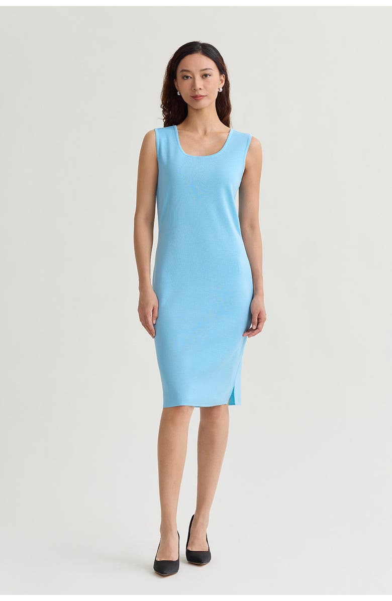 Ming Wang Sleeveless Sheath Knit Dress, Main, color, Serene