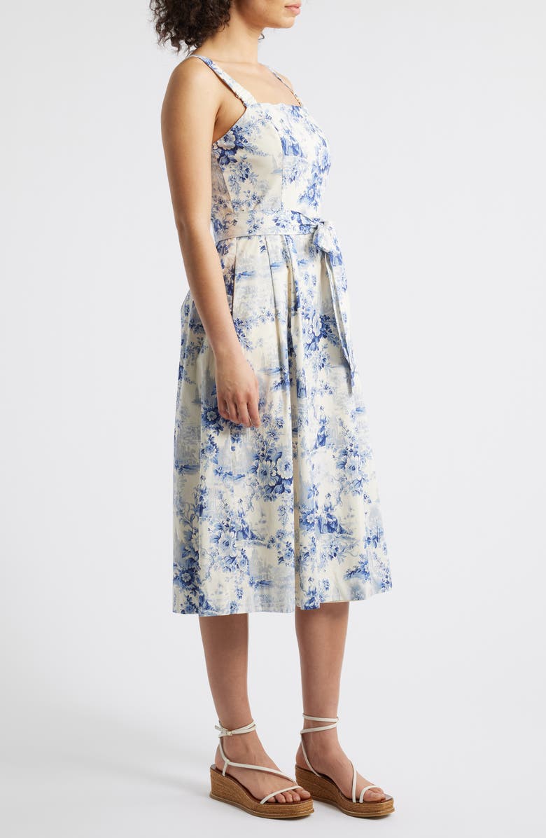 Julia Jordan Sleeveless Stretch Cotton Midi Dress, Alternate, color, Ivory Blue