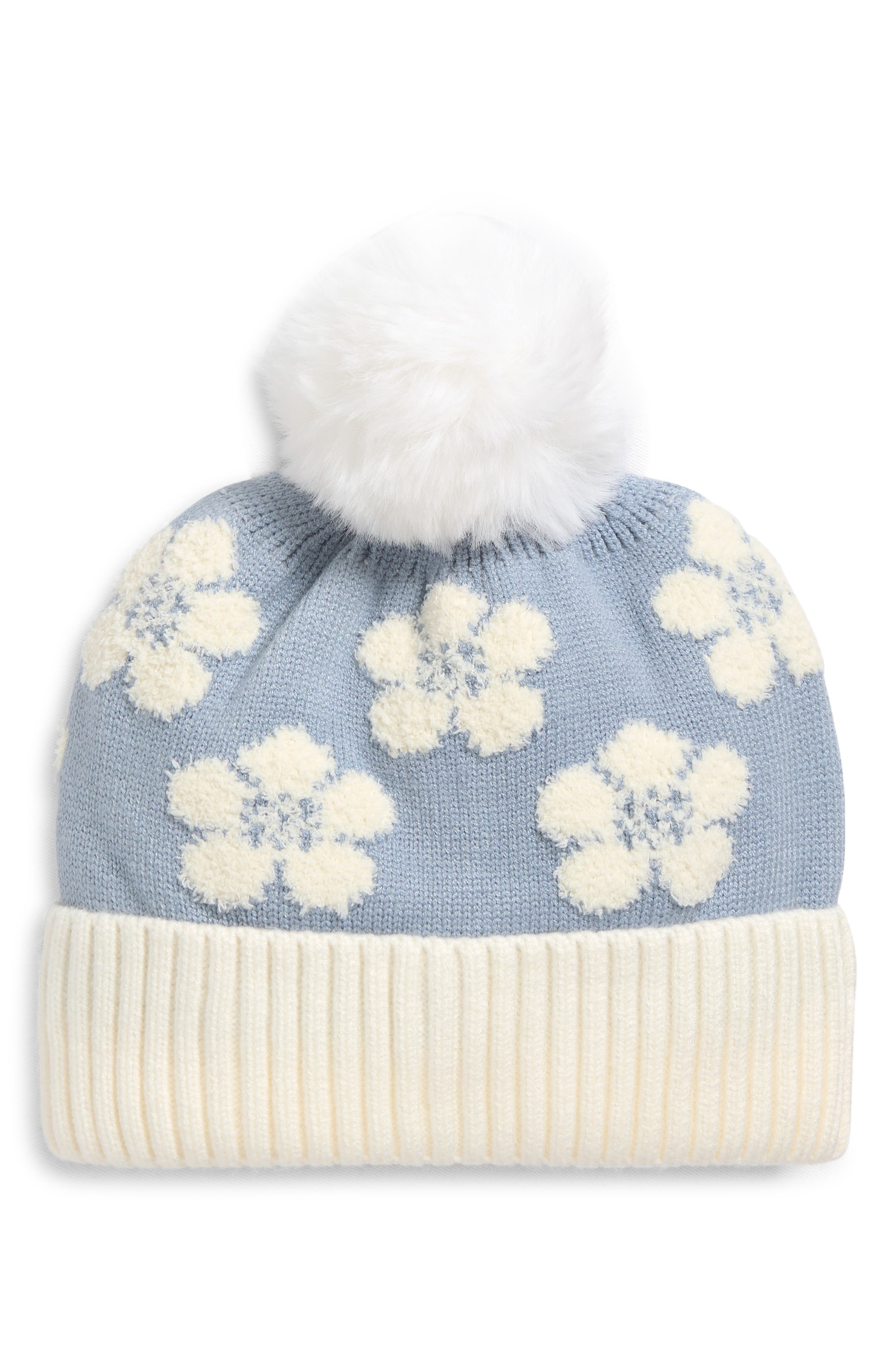 Cara Kids' Flower Pompom Beanie