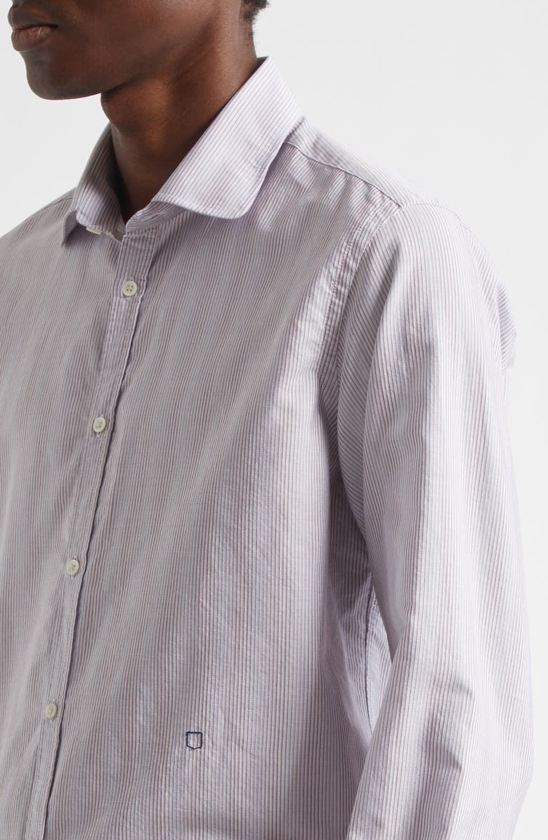Massimo Alba Canary Stripe Cotton Button-Up Shirt, Alternate, color, Ruggine