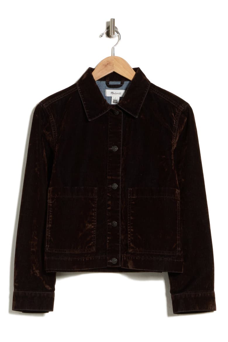 Flocked Denim Chore Jacket, Main, color, TURKISH COFFEE