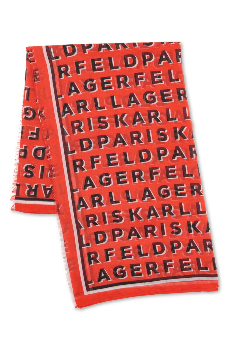 KARL LAGERFELD PARIS Logo Wrap Scarf, Alternate, color, 