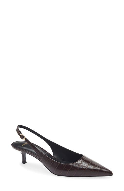 Croc Embossed Slingback Kitten Heel Pump