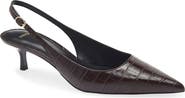 MANGO Croc Embossed Slingback Kitten Heel Pump