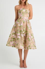 HELSI Noemi Embroidered Floral Strapless Cocktail Dress