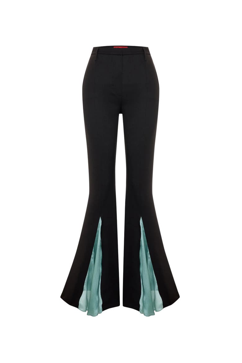 The Party Edit Contrast Chiffon Detail Pants, Main, color, BROWN