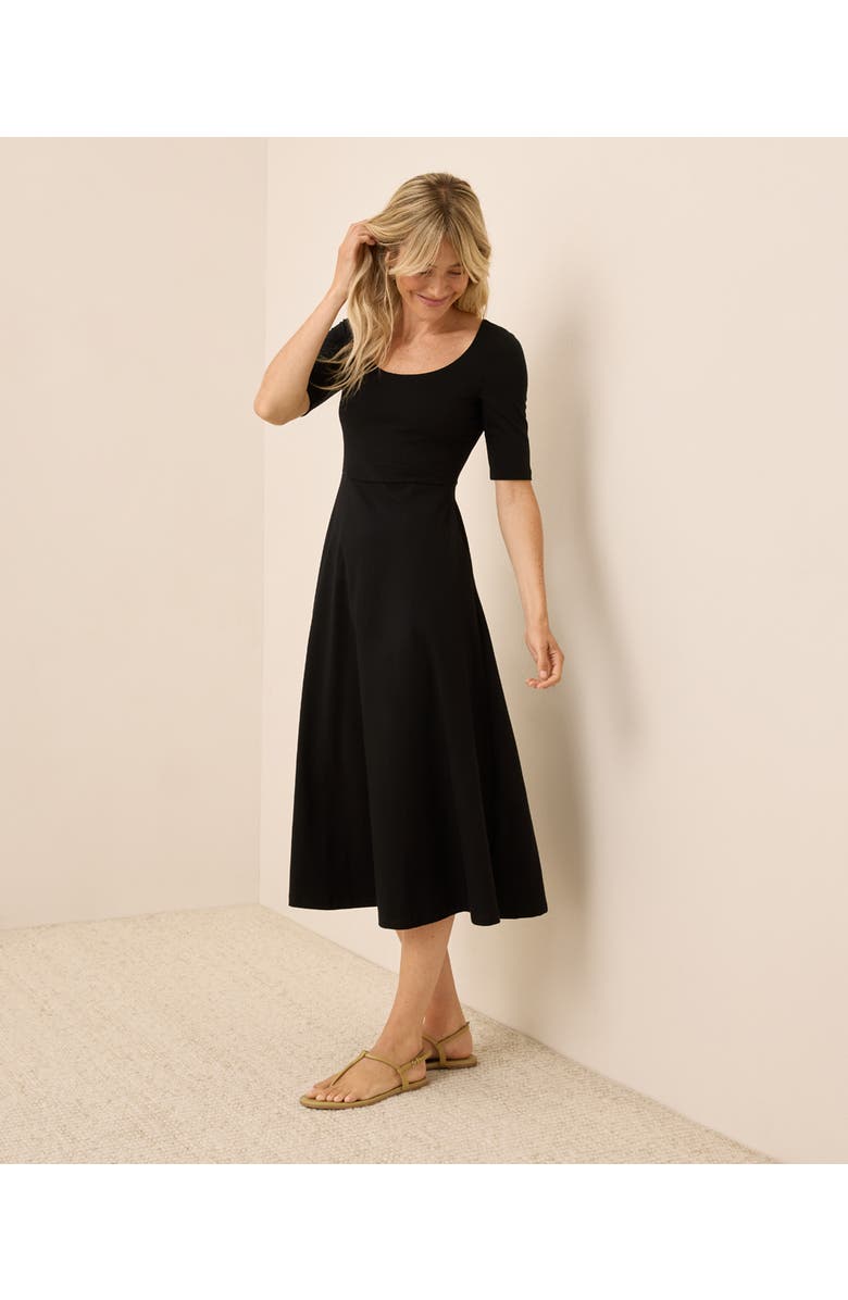 Pact Fit & Flare Signature Scoop Dress, Alternate, color, Black