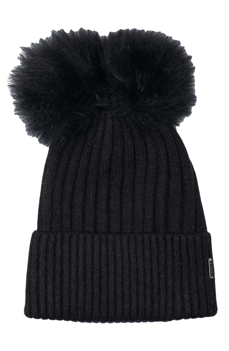 GORSKI Knit Hat With Double Genuine Shearling Pompom, Main, color,
